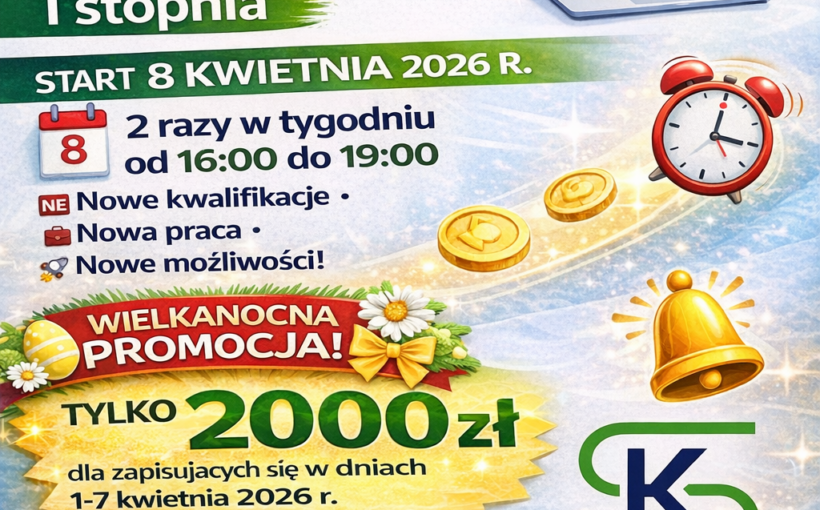 Ostatni dzwonek - kurs I stopnia online od 8 kwietnia 2026 r. ZAPISZ SIĘ już dziś !!!!